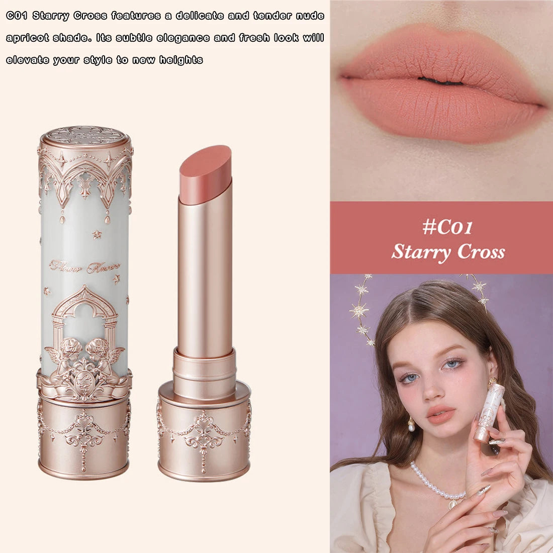 Flower Knows Little Angel Collection Lipstick Velvet Matte Waterproof Long Lasting Lip Gloss Makeup Moisturizing Soft Texture