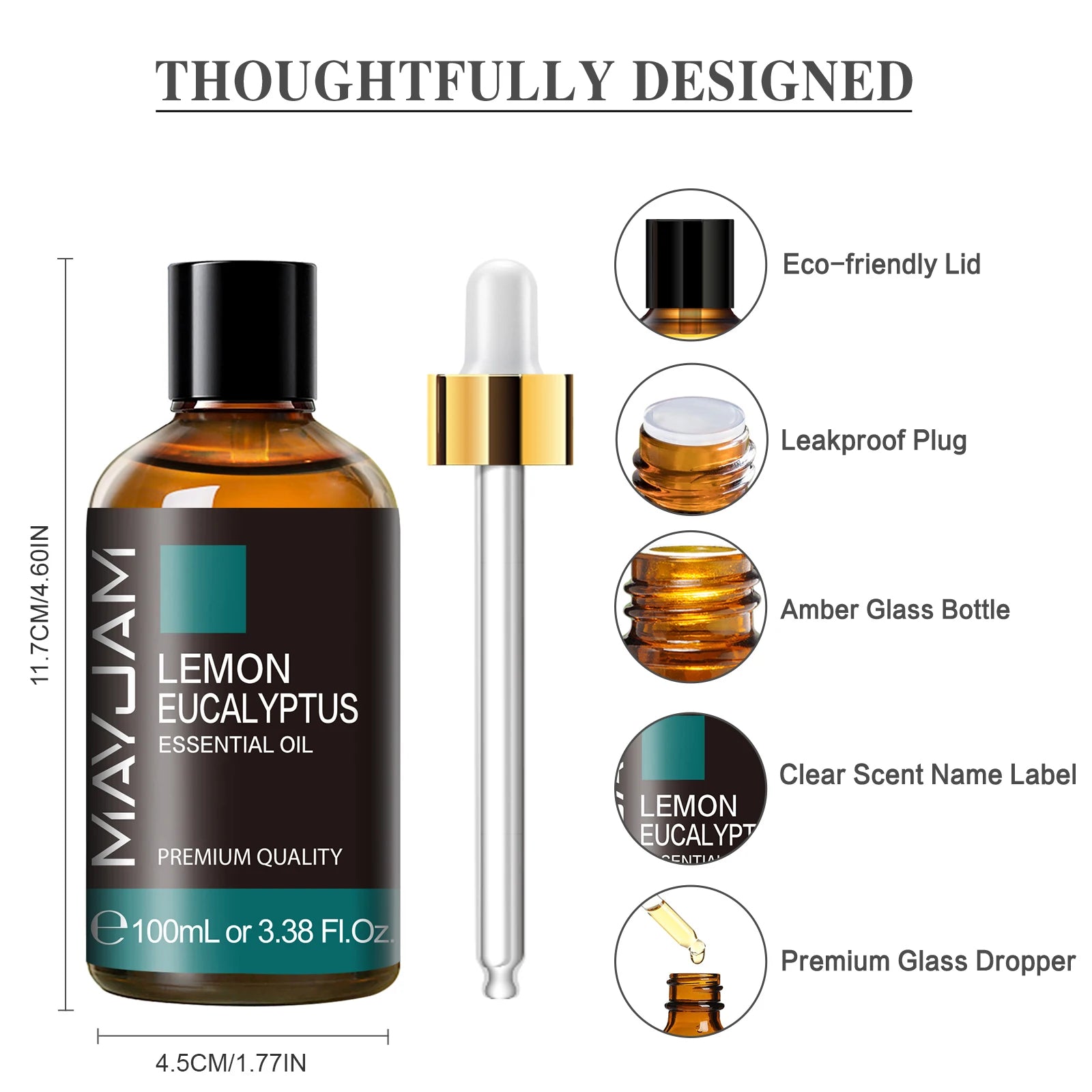 MAYJAM 100ml with Dropper Aromatic Essential Oil for Humidifiers Diffuser Lemon Eucalyptus Fragrance