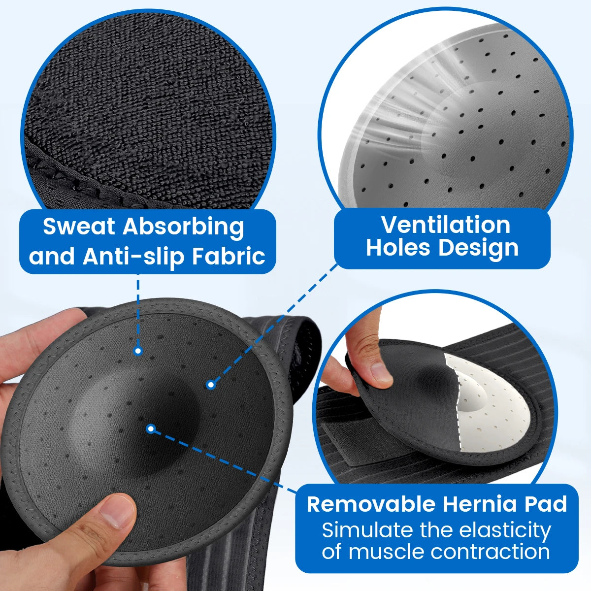 VELPEAU Umbilical Hernia Belt for Epigastric Incisional and Belly Button Hernia Navel Abdominal Binder Adjustable and Non-Slip