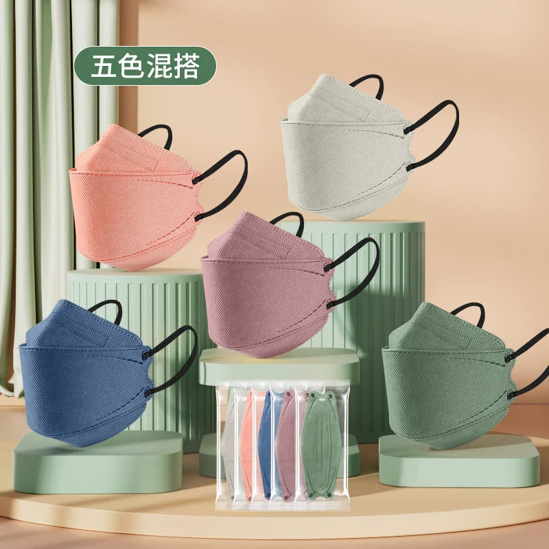 Morandi colored KN95 face masks fish shaped KF willow leaf shaped male 94 shaped 3D N female 95 four layers mascarillas 마스크