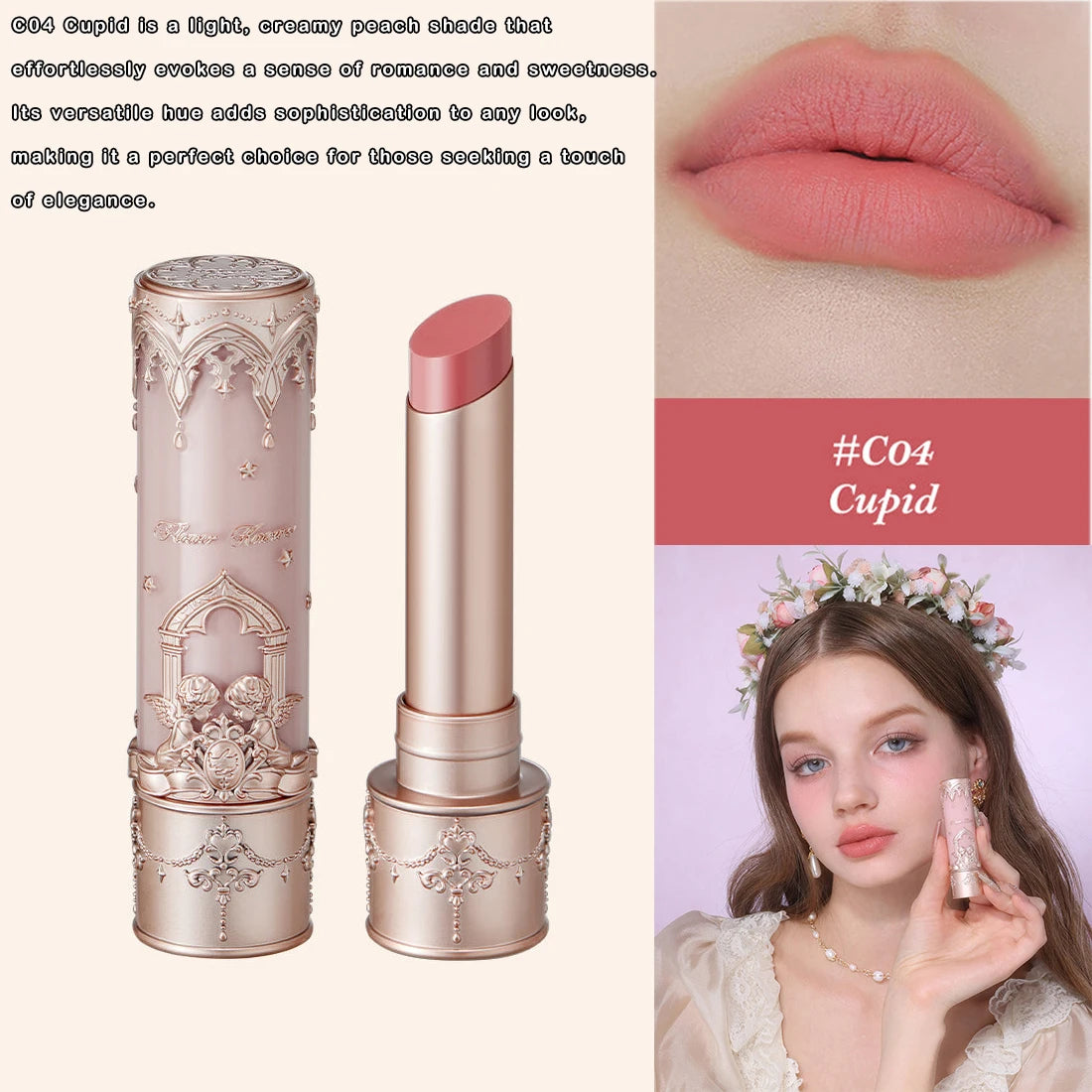 Flower Knows Little Angel Collection Lipstick Velvet Matte Waterproof Long Lasting Lip Gloss Makeup Moisturizing Soft Texture