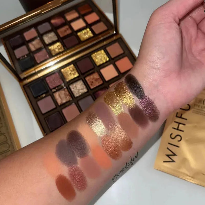 Golden 18 Color Eye Shadow Palette Pearl Rose Gold black punk style Pearlescent Flow Glitter Matte Eyeshadow Palette Makeup