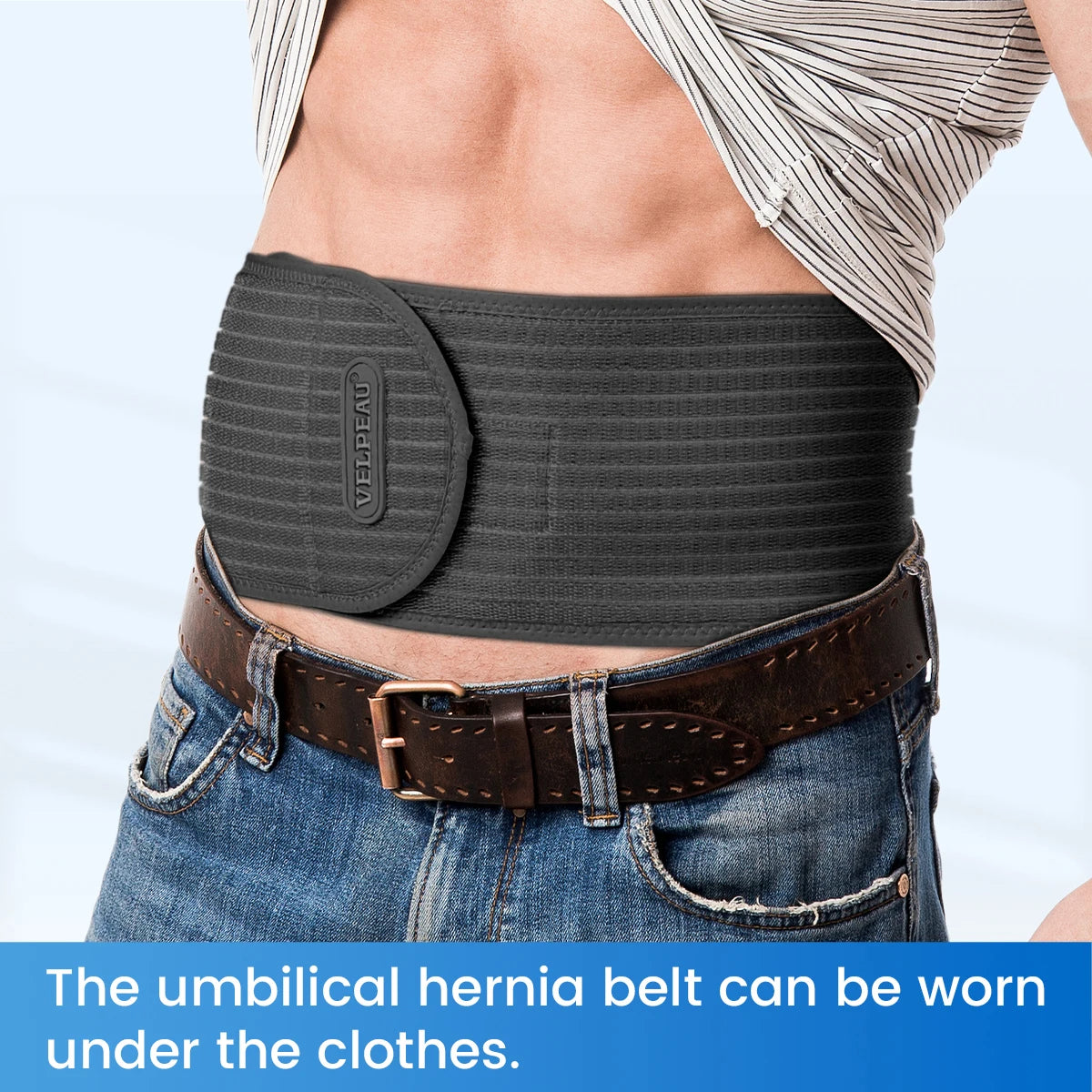 VELPEAU Umbilical Hernia Belt for Epigastric Incisional and Belly Button Hernia Navel Abdominal Binder Adjustable and Non-Slip