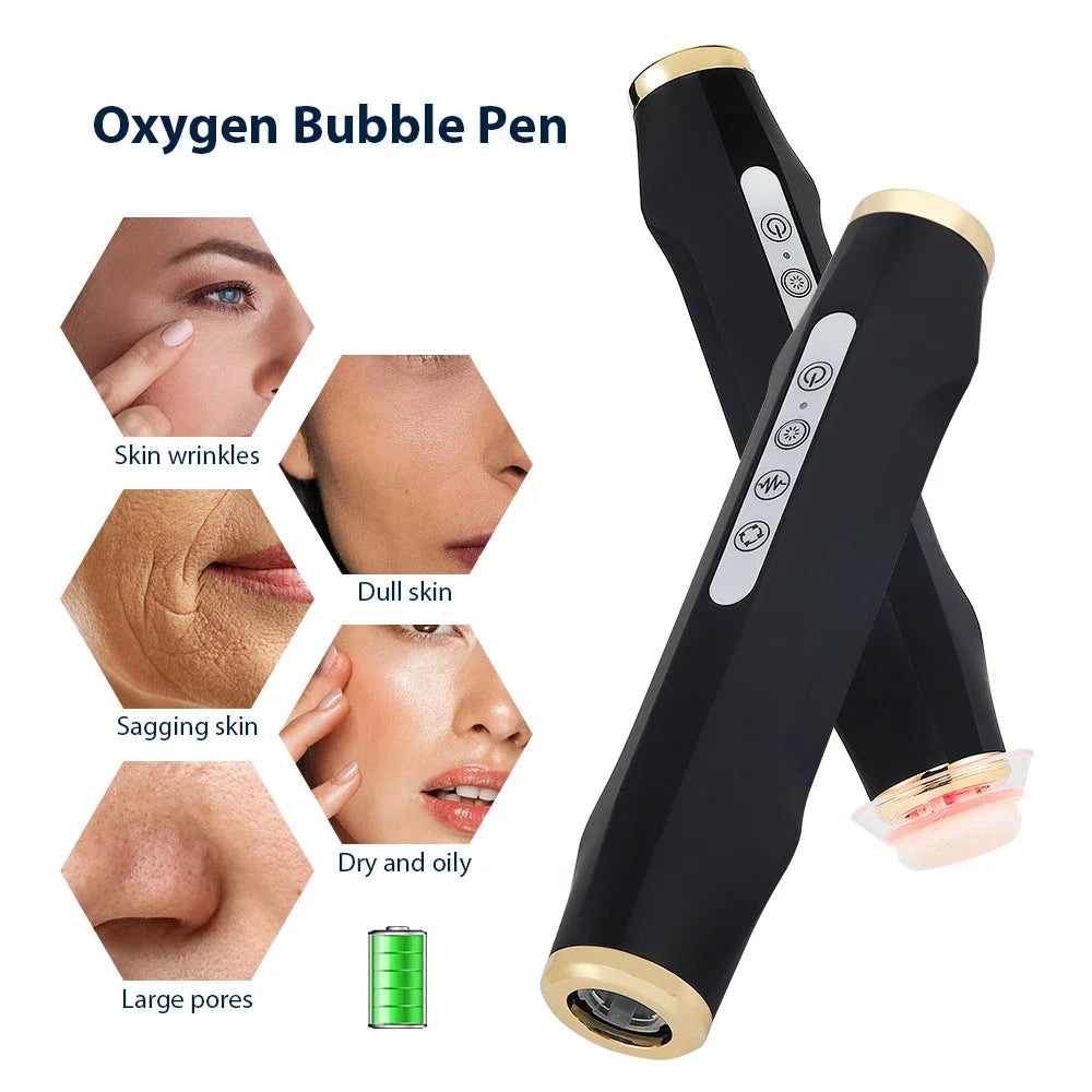 2025 New Design  Portable CO2 Oxygen Bubble Pen Rechargeable Exfoliate Device Handheld Facial Clean Machine SPA Beauty Capsules