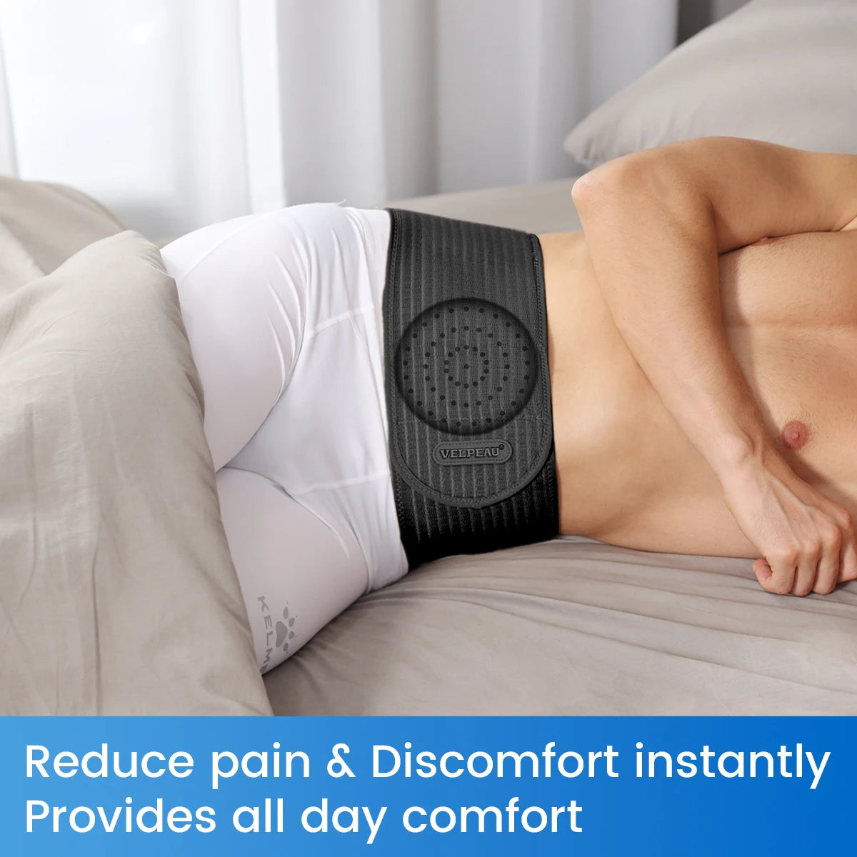 VELPEAU Umbilical Hernia Belt for Epigastric Incisional and Belly Button Hernia Navel Abdominal Binder Adjustable and Non-Slip